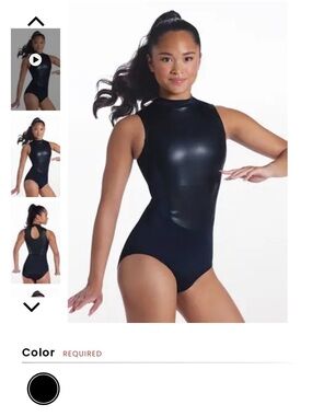 balera Black High-Neck Shiny Front Sleeveless Leotard